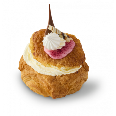 Fastelavnsbolle med jordbær/rabarber