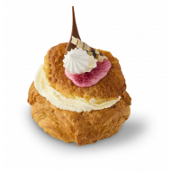 Fastelavnsbolle med jordbær/rabarber