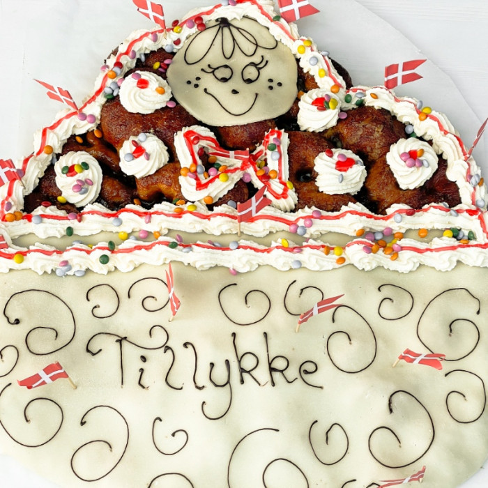 Stor brunsviger kagemand m/glasur, 20 pers. (Afh. efter kl. 10.00)