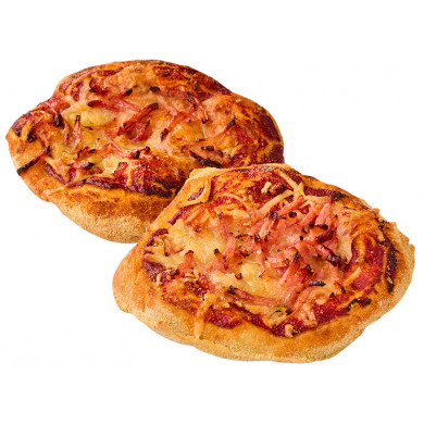 Mini pizza med tomat, ost og skinke