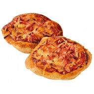 Mini pizza med tomat, ost og skinke