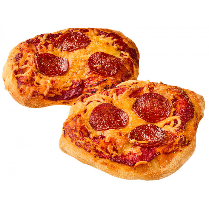 Mini pizza med tomat, ost og pepperoni