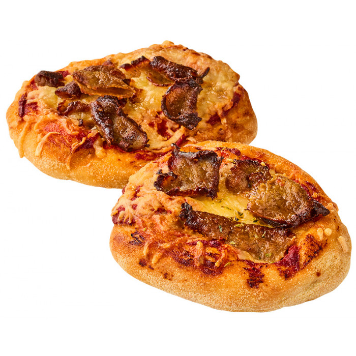 Mini pizza med tomat, ost og kebab