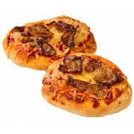 Mini pizza med tomat, ost og kebab