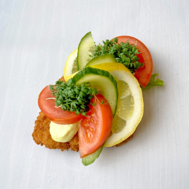 Højt belagt smørrebrød m. fisk-Bestilles 2 dage før