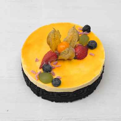 Mango tærte chokoladebund